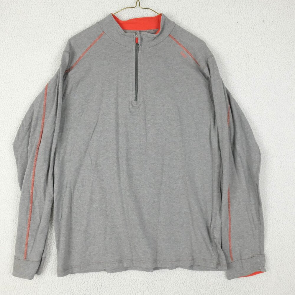 Tasc Sweater Mens Large Gray Quarter Zip Lightweight Bamboo Performance Stretch
